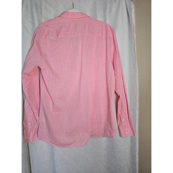 Guess Men's Large Popover, Logan Shirt Pink Regular Fit Button Up Cotton Preppy - Picture 8 of 9